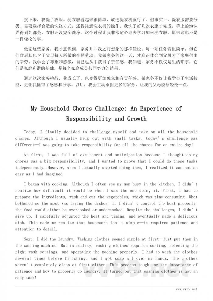 四年级作文《今天我当家》：我的家务大挑战