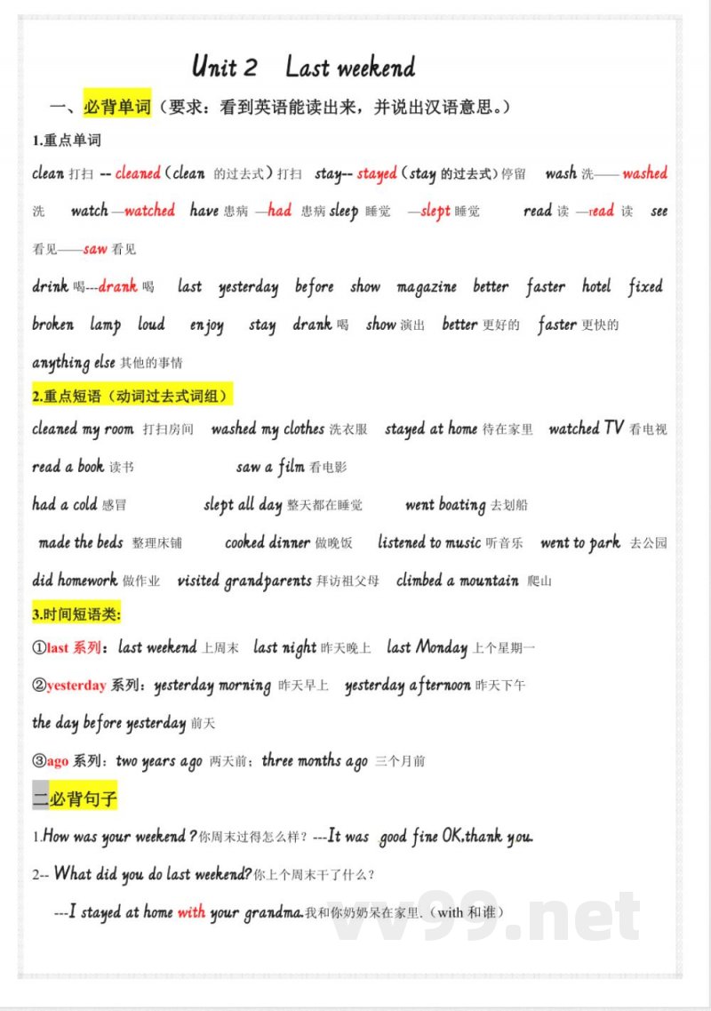 六年级英语下册知识点总复习）