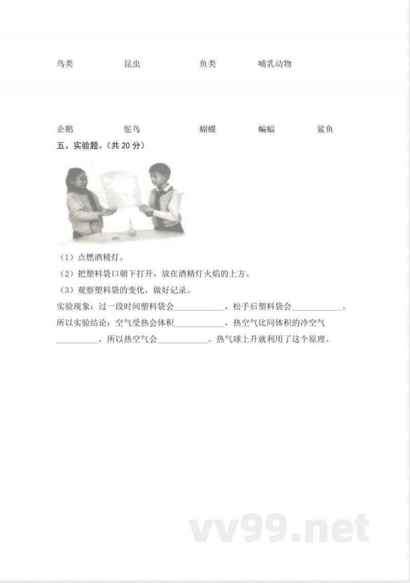 期中(试卷)青岛版科学四年级上册期中检测D卷 期中(试卷)青岛版科学四年级上册期中检测D卷