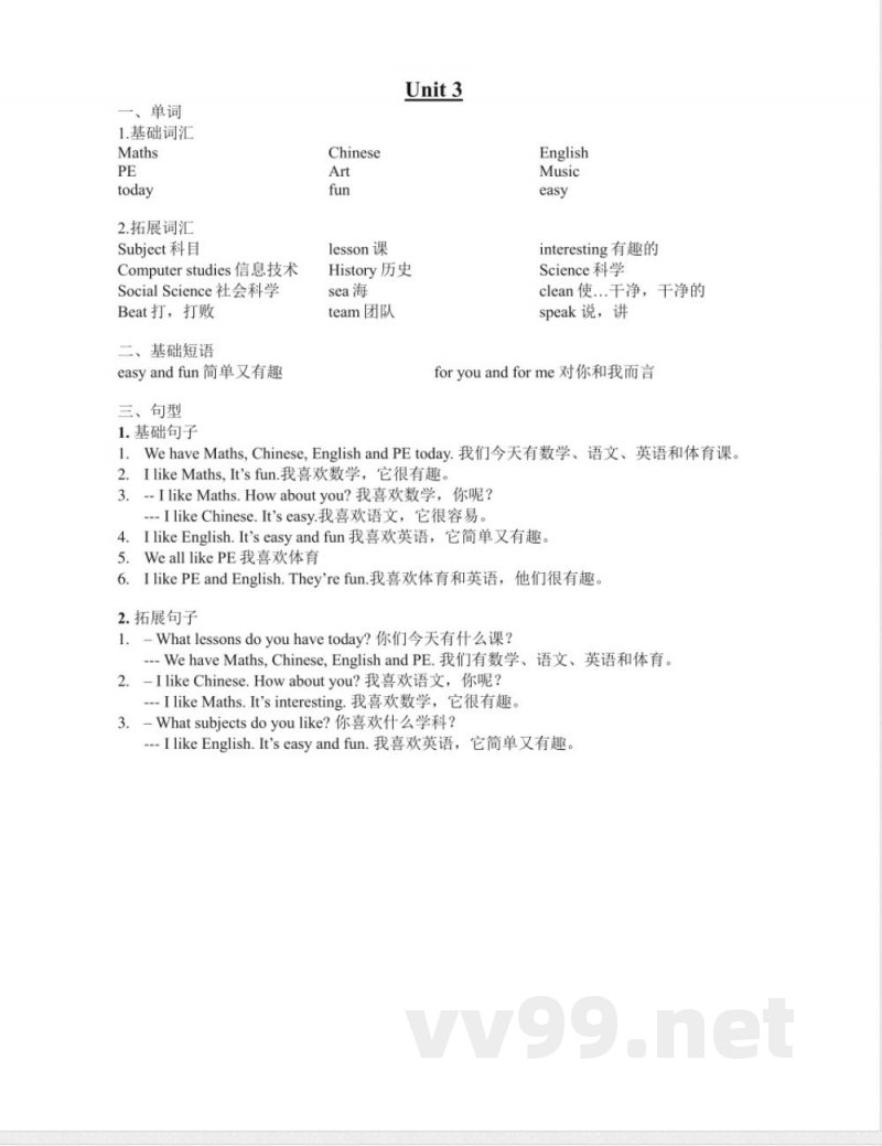 【译林版英语小学二年级下册】 Unit3 知识点梳理 【译林版英语小学二年级下册】 Unit3 知识点梳理