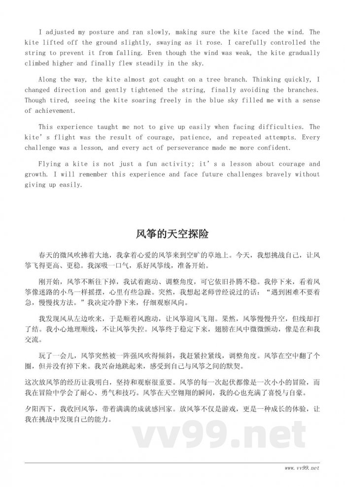 四年级作文：放风筝的乐趣与挑战