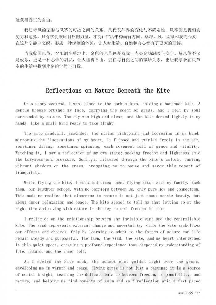 草坪放风筝的体验与感悟