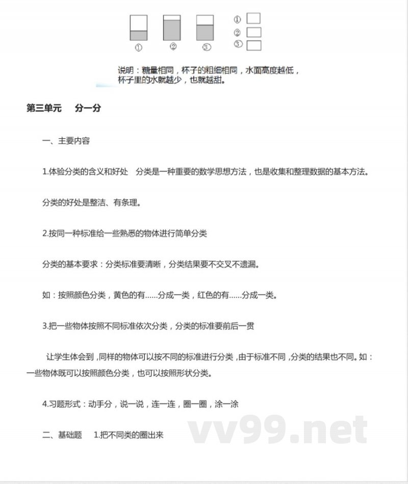 苏教版数学一年级上册知识点汇总