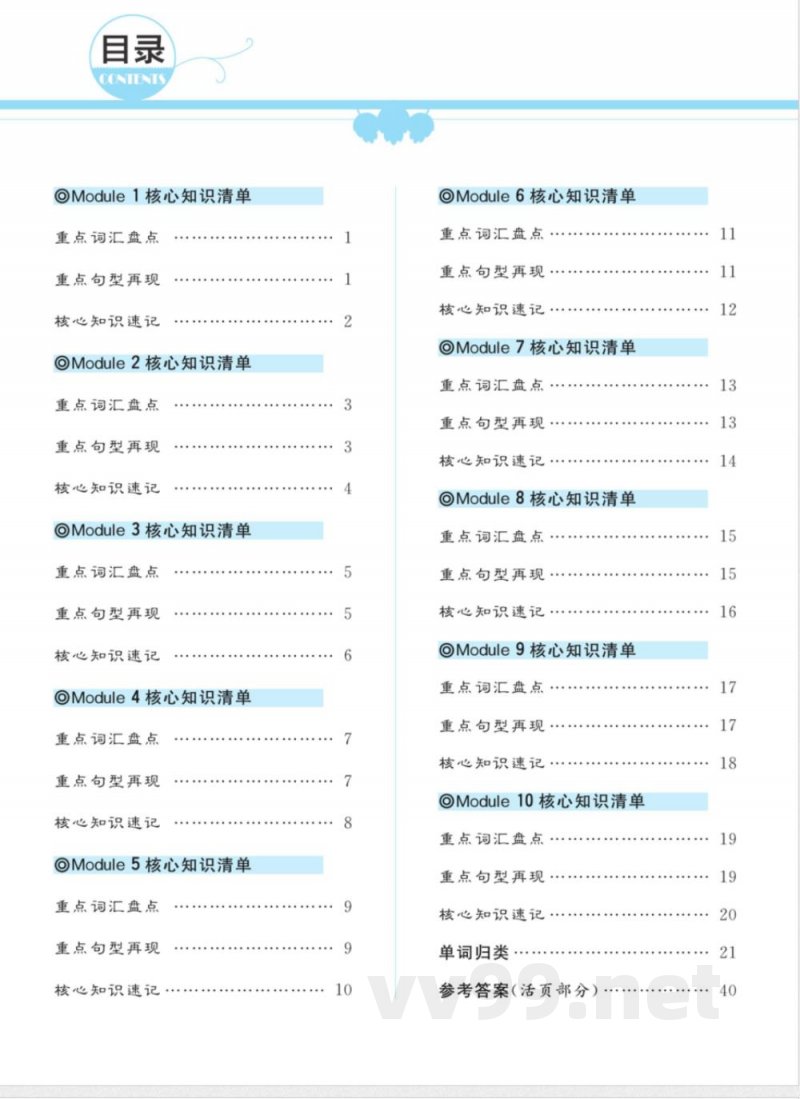 外研版英语三年级上册一起梳理单元知识