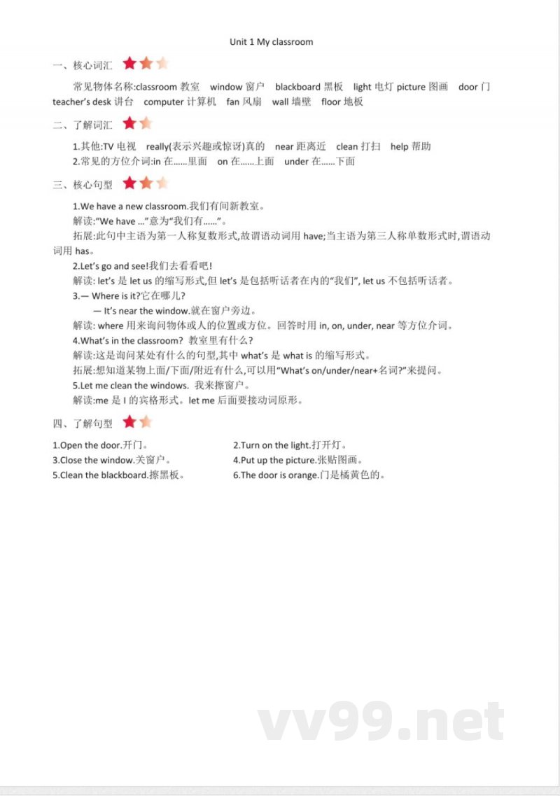 人教(PEP)版四年级英语上册全册知识点梳理 人教(PEP)版四年级英语上册全册知识点梳理