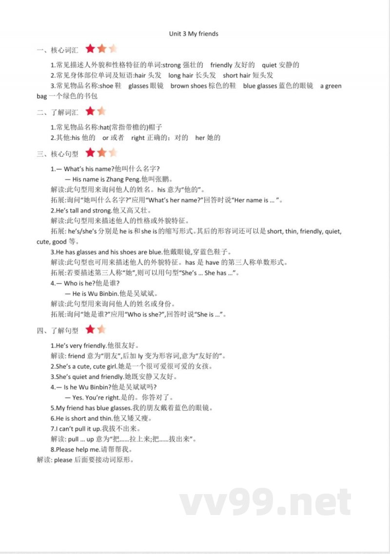 人教(PEP)版四年级英语上册全册知识点梳理 人教(PEP)版四年级英语上册全册知识点梳理