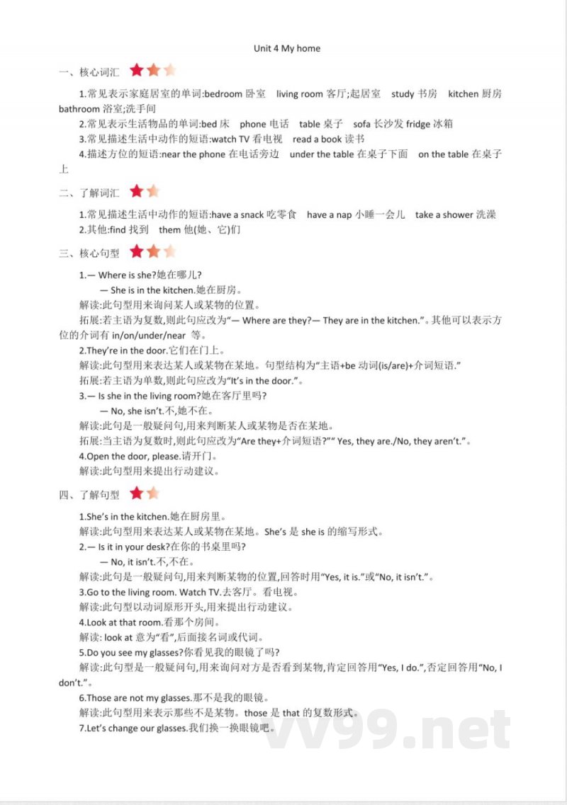 人教(PEP)版四年级英语上册全册知识点梳理 人教(PEP)版四年级英语上册全册知识点梳理