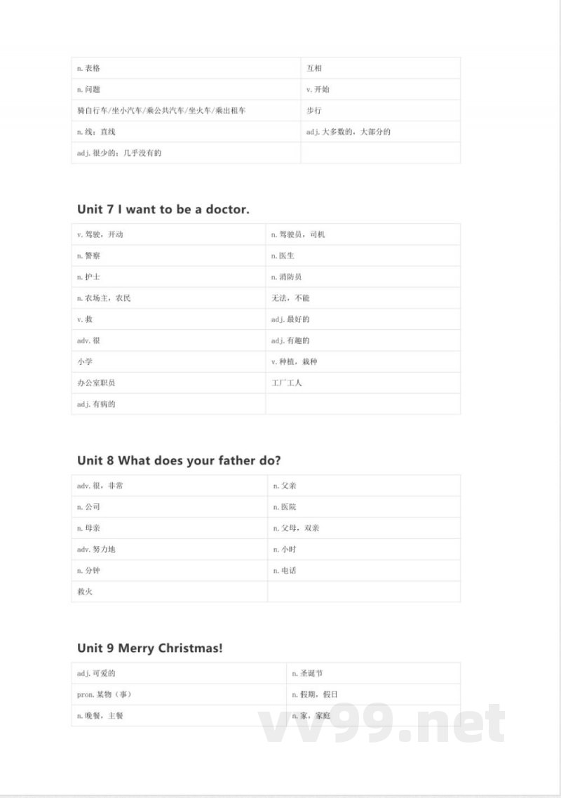 湘鲁版英语五年级上册单词默写表
