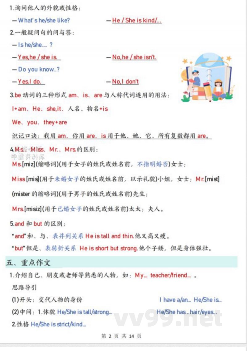 五年级上册英语必备知识点汇总 五年级上册英语必备知识点汇总