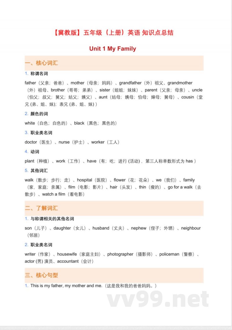 冀教版英语五年级上册单元知识点汇总(OCR) 冀教版英语五年级上册单元知识点汇总(OCR)