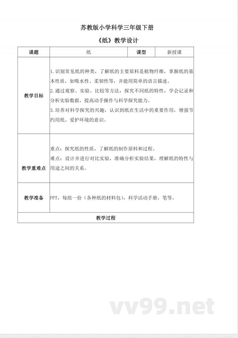4.13 纸(教学设计)-三年级科学下册(苏教版) 4.13 纸(教学设计)-三年级科学下册(苏教版)