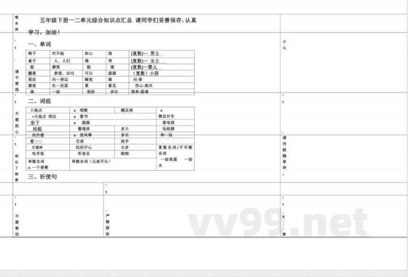 小学英语冀教版五年级下册综合知识点汇总 小学英语冀教版五年级下册综合知识点汇总