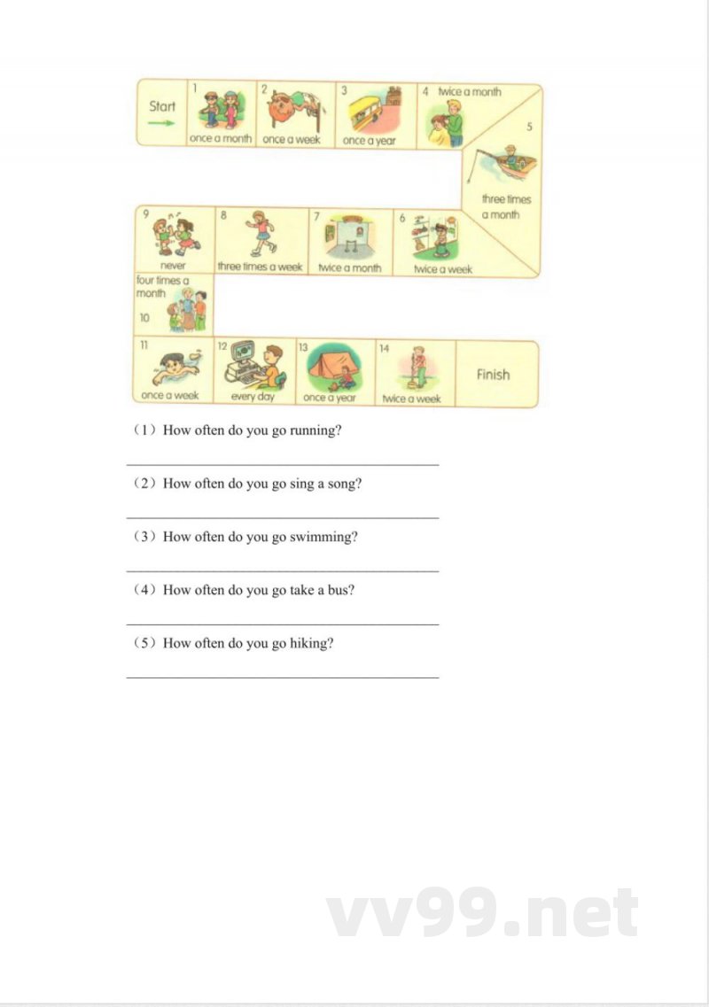 五年级下册英语 Unit 5 My Favorite Activities 广东开心英语(粤人版)(无答案) 五年级下册英语 Unit 5 My Favorite Activities 广东开心英语(粤人版)(无答案)