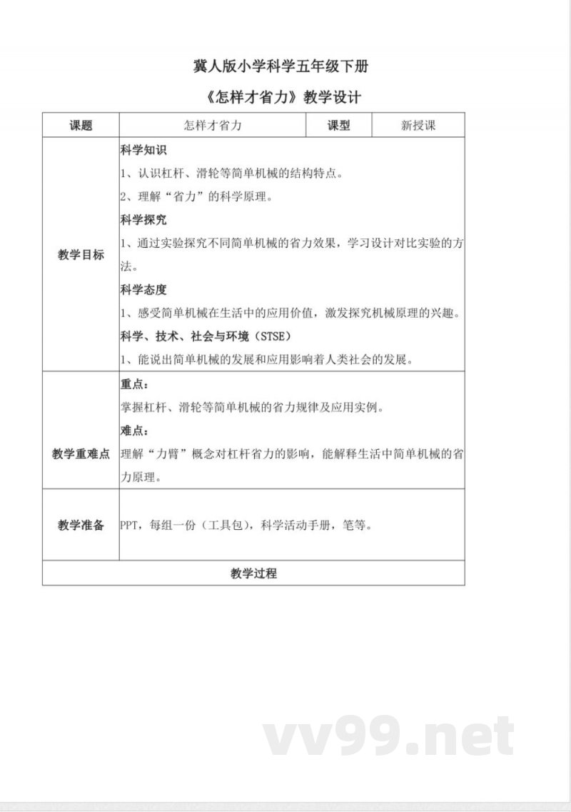 5.16 怎样才省力（教学设计）五年级科学下册 （冀人版）