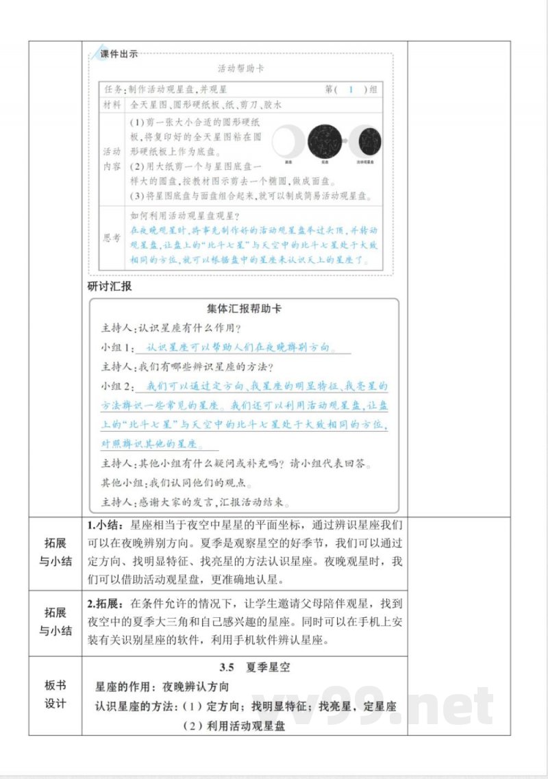 3.5《夏季星空》教案教科版科学六年级下册 3.5《夏季星空》教案教科版科学六年级下册