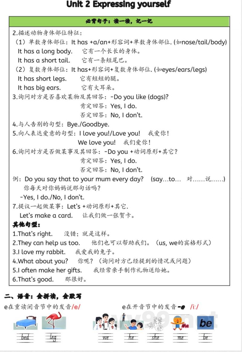 三年级下册英语单元知识点总结 三年级下册英语单元知识点总结