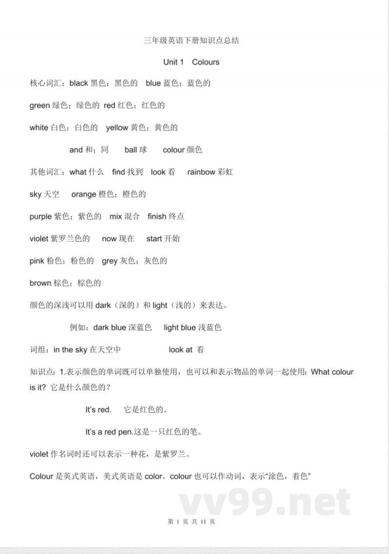 三年级下册英语（牛津上海版三起点）知识点汇总