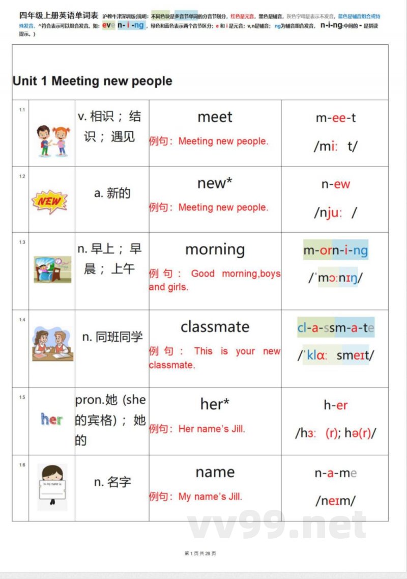 四年级上册英语 (沪教牛津深圳版）
