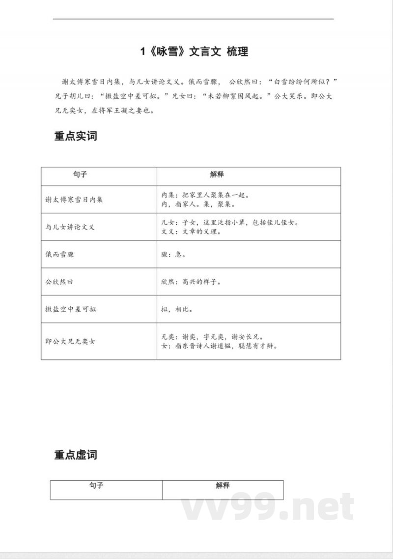 文言文知识点梳理（7篇）人教统编版（2024）七年级语文上册