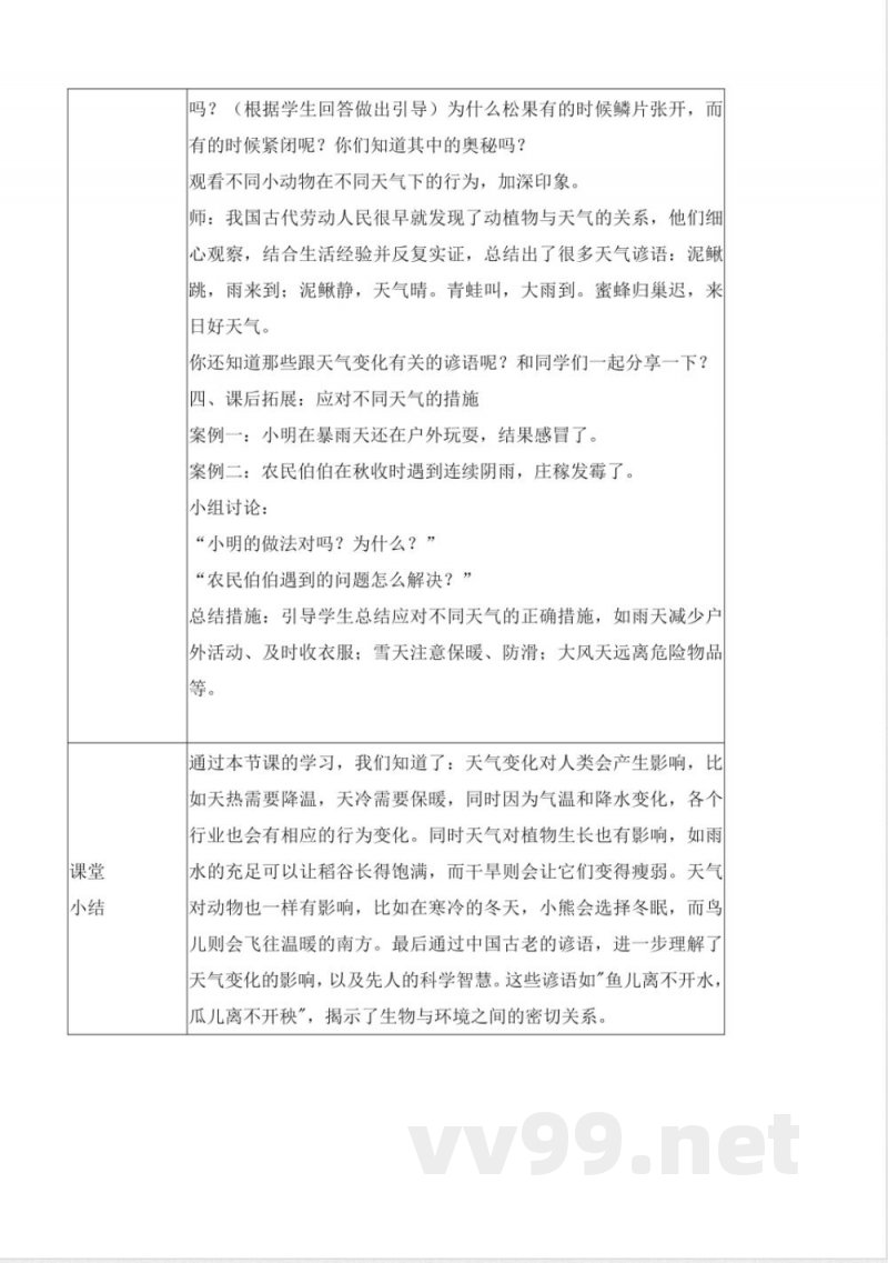 1.2 天气的影响(教学设计)科学苏教版二年级上册 1.2 天气的影响(教学设计)科学苏教版二年级上册