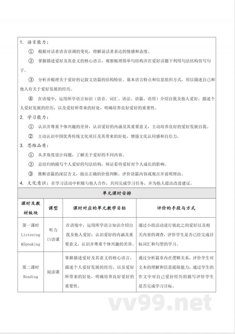 外研版英语八年级下册Module 6 Hobbies 大单元整体教学设计