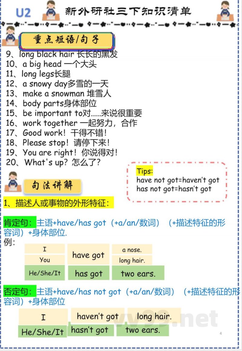 2025最新版外研版英语三年级下册知识点总结 2025最新版外研版英语三年级下册知识点总结