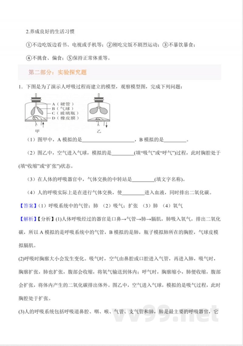 第二单元 消化与呼吸(知识清单)科学湘科版四年级上册 第二单元 消化与呼吸(知识清单)科学湘科版四年级上册