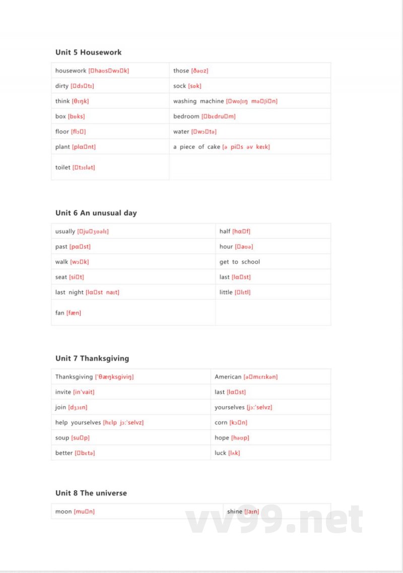 闽教版英语六年级上册单词表 单词默写表表 闽教版英语六年级上册单词表 单词默写表表