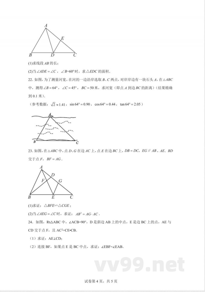 2025-2026学年沪教版九年级上学期期中复习数学试卷【含答案】