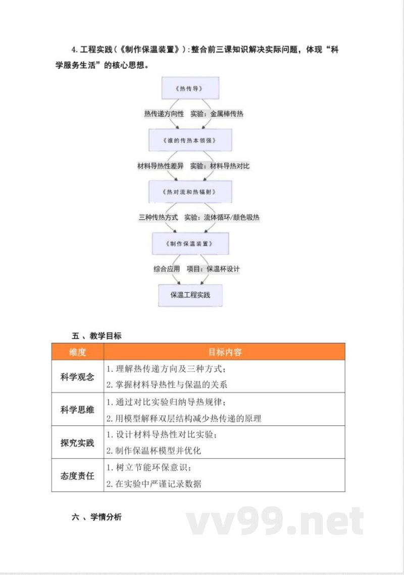 湘科版科学五年级上册第五单元《热的传递》大单元整体教学设计