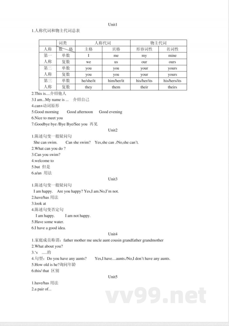 牛津版四年级英语上册知识点