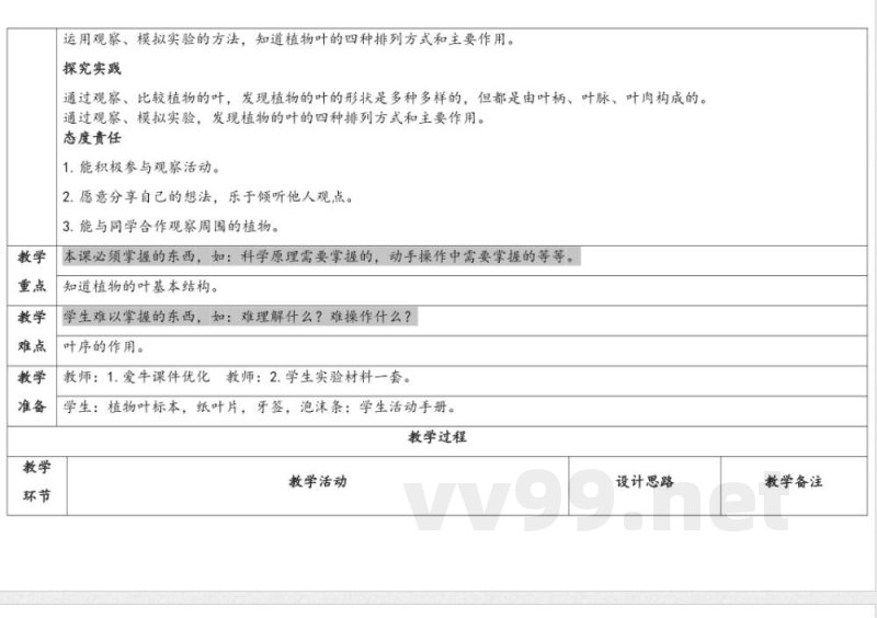 4.4叶的神奇 教学设计 湘科版科学三年级下册 4.4叶的神奇 教学设计 湘科版科学三年级下册