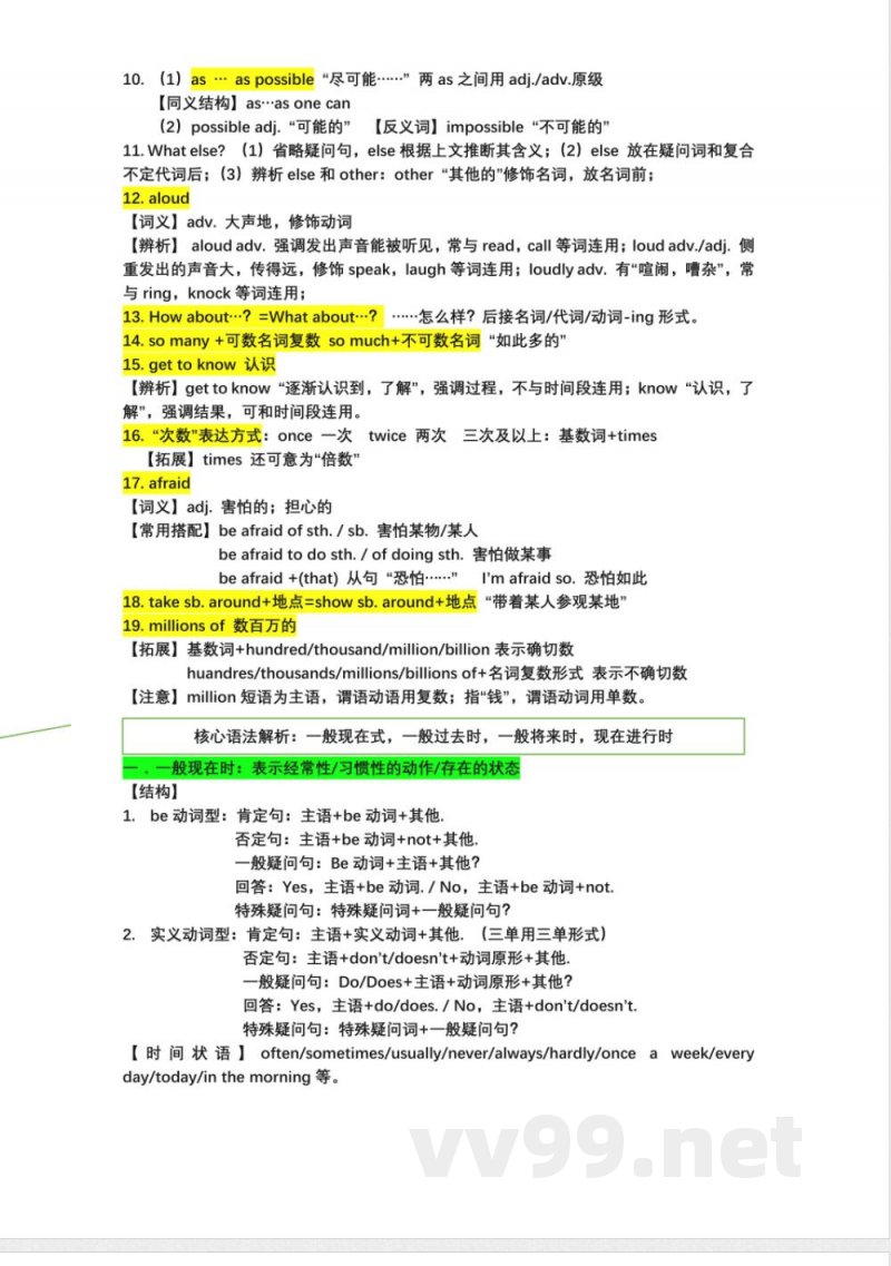 英语八年级上册Module1--12知识点总结（外研版）