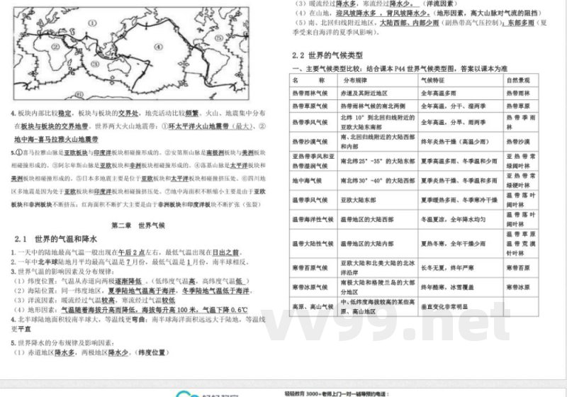 地理八年级上册考纲知识点