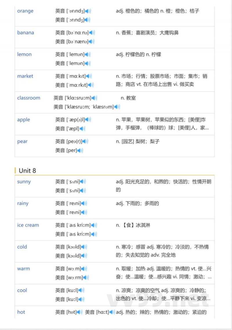 湘少版三年级起点小学英语三年级下(英语单词表) 湘少版三年级起点小学英语三年级下(英语单词表)