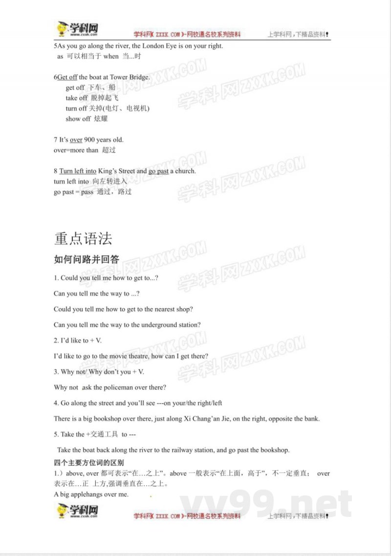 外研版英语七年级下册 Module6知识点(1)