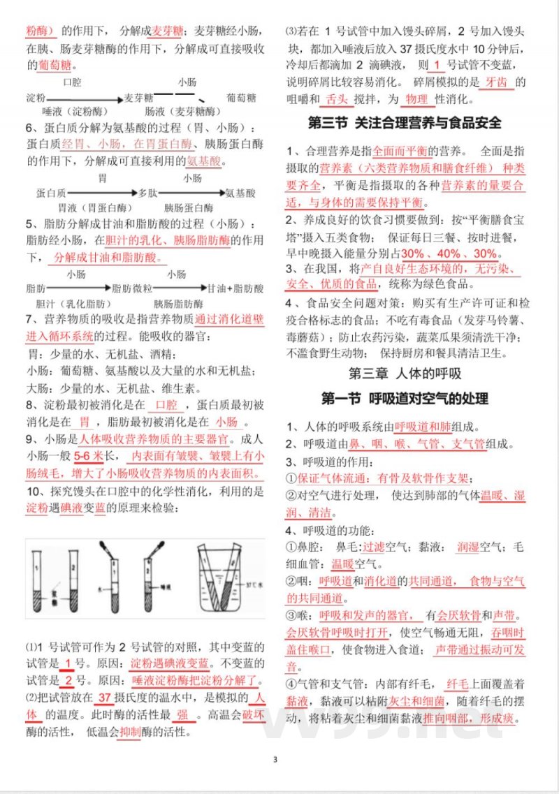 人教版七年级下册生物知识点总结 人教版七年级下册生物知识点总结