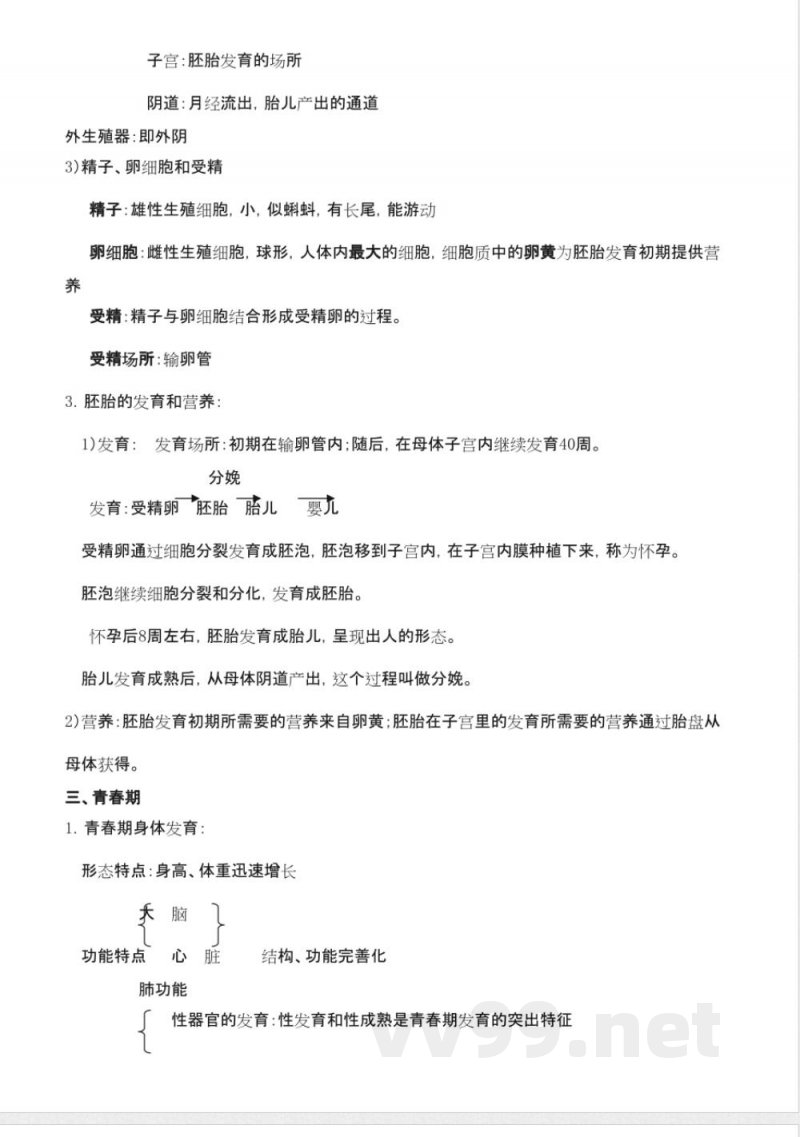 七年级下册生物知识点归纳