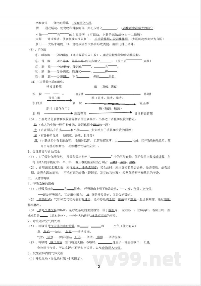 七年级下册生物知识点归纳 七年级下册生物知识点归纳