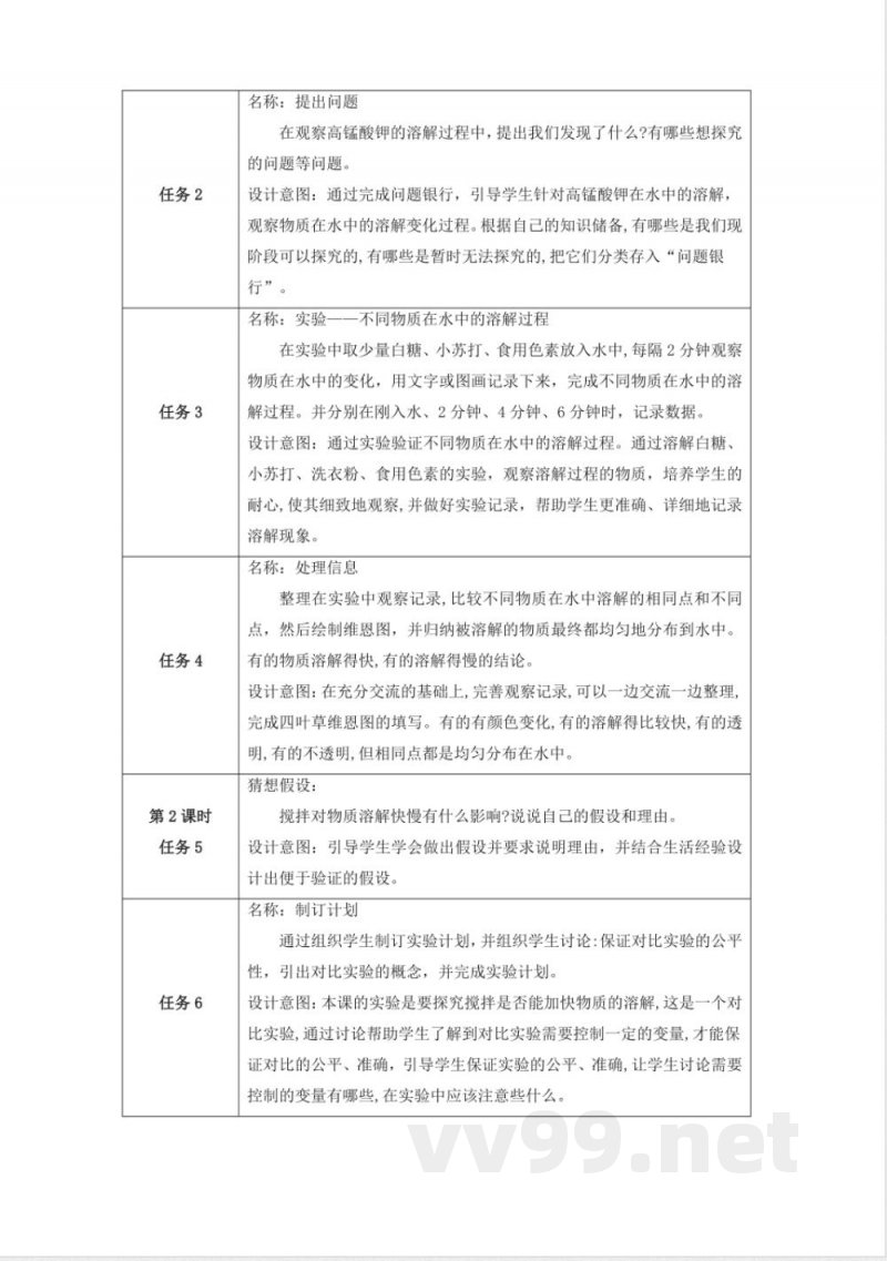 第三单元《溶解的秘密》单元整体设计 大象版科学三年级上册