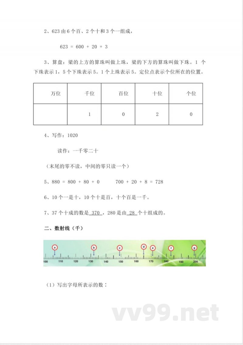 沪教版 二年级数学下册重点知识点总结