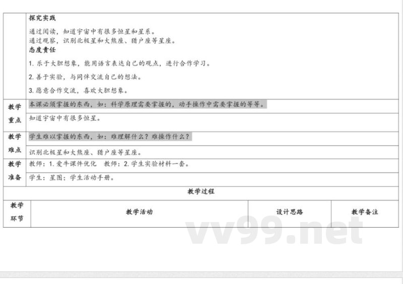 4.3灿烂星空 教学设计 湘科版科学六年级上册 4.3灿烂星空 教学设计 湘科版科学六年级上册