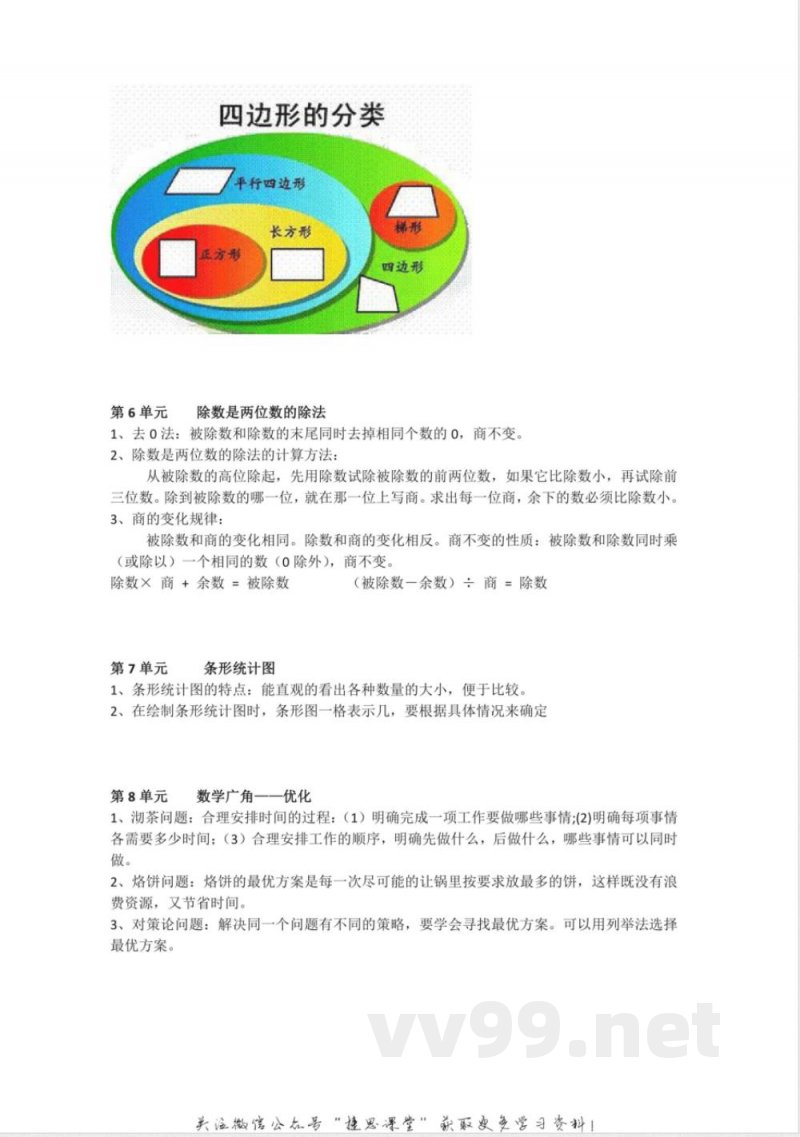 四年级上册数学人教版知识要点