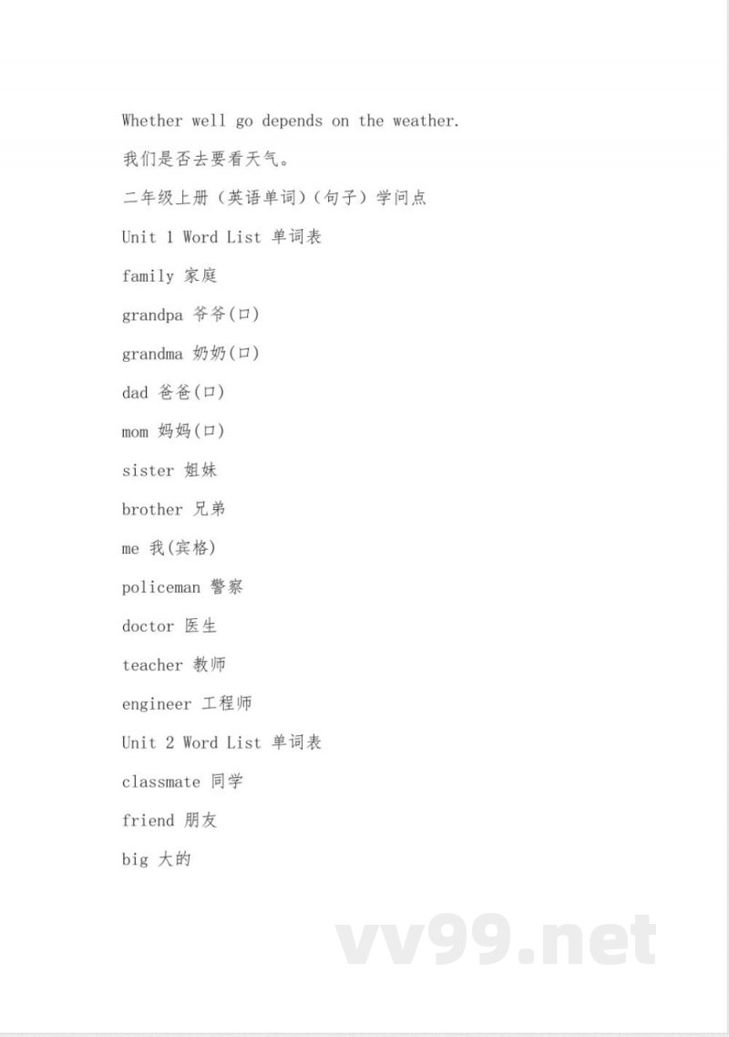 苏教版二年级英语知识点