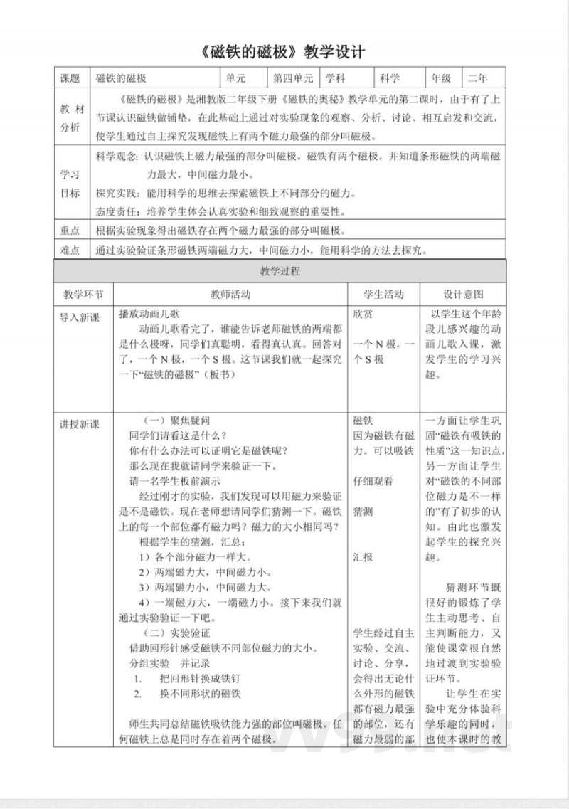磁铁的磁性 科学湘科版二年级下册
