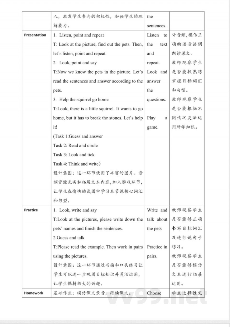 Unit 7 The Pet Is Lovely Lesson 2 教案 陕旅版三年级下册英语 Unit 7 The Pet Is Lovely Lesson 2 教案 陕旅版三年级下册英语