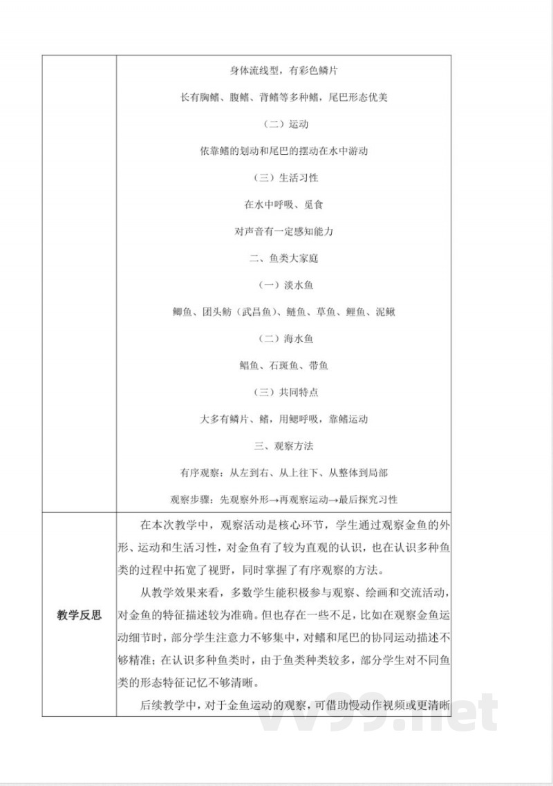 3.7 金鱼（教学设计）科学人教鄂教版一年级上册2025