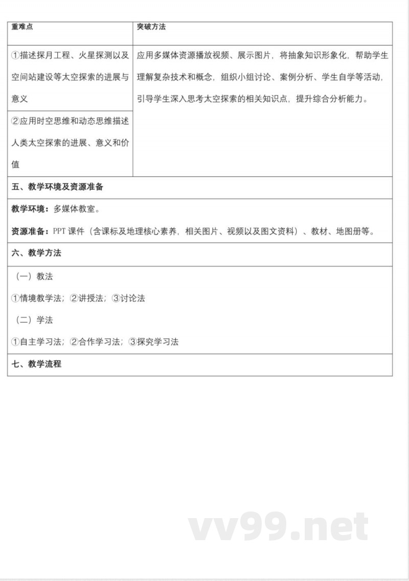 1.3太空探索（教学设计）地理商务星球版2025七年级上册