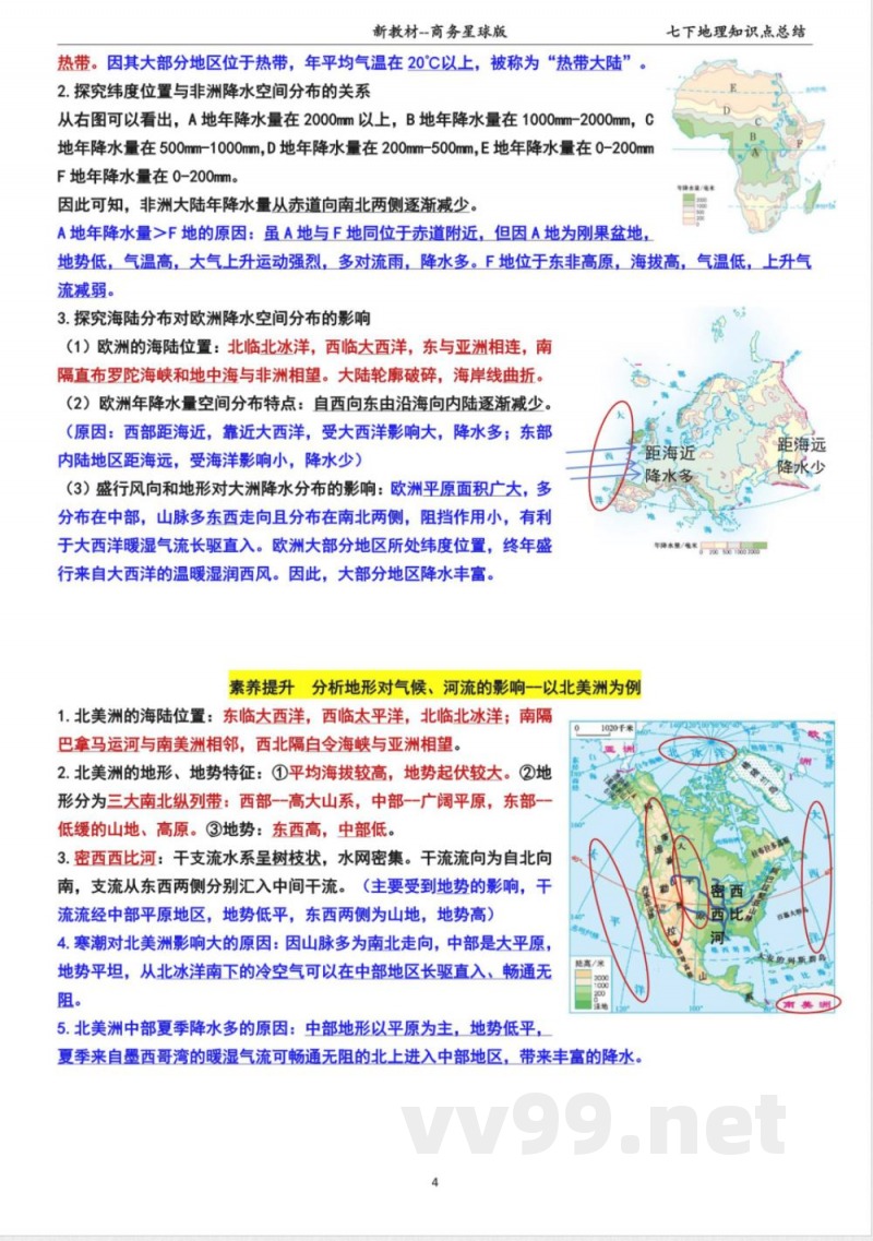2025年新商务星球版七年级下册地理全册精编知识点 2025年新商务星球版七年级下册地理全册精编知识点
