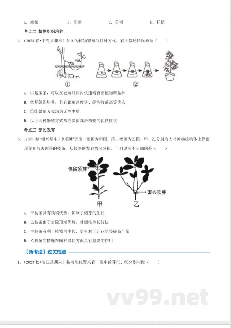 1.3植物的生殖与发育(3)(同步练习)浙教版科学七年级下册 1.3植物的生殖与发育(3)(同步练习)浙教版科学七年级下册